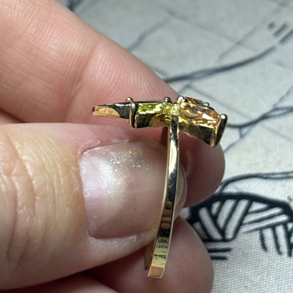 Dragonfly Ring with Orange and Green Stones Size 9.5 - Picture 5 of 7